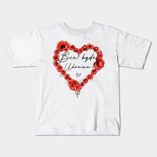 Poppies heart with text in Ukrainian Everything Will Be Ukraine Kids T-Shirt